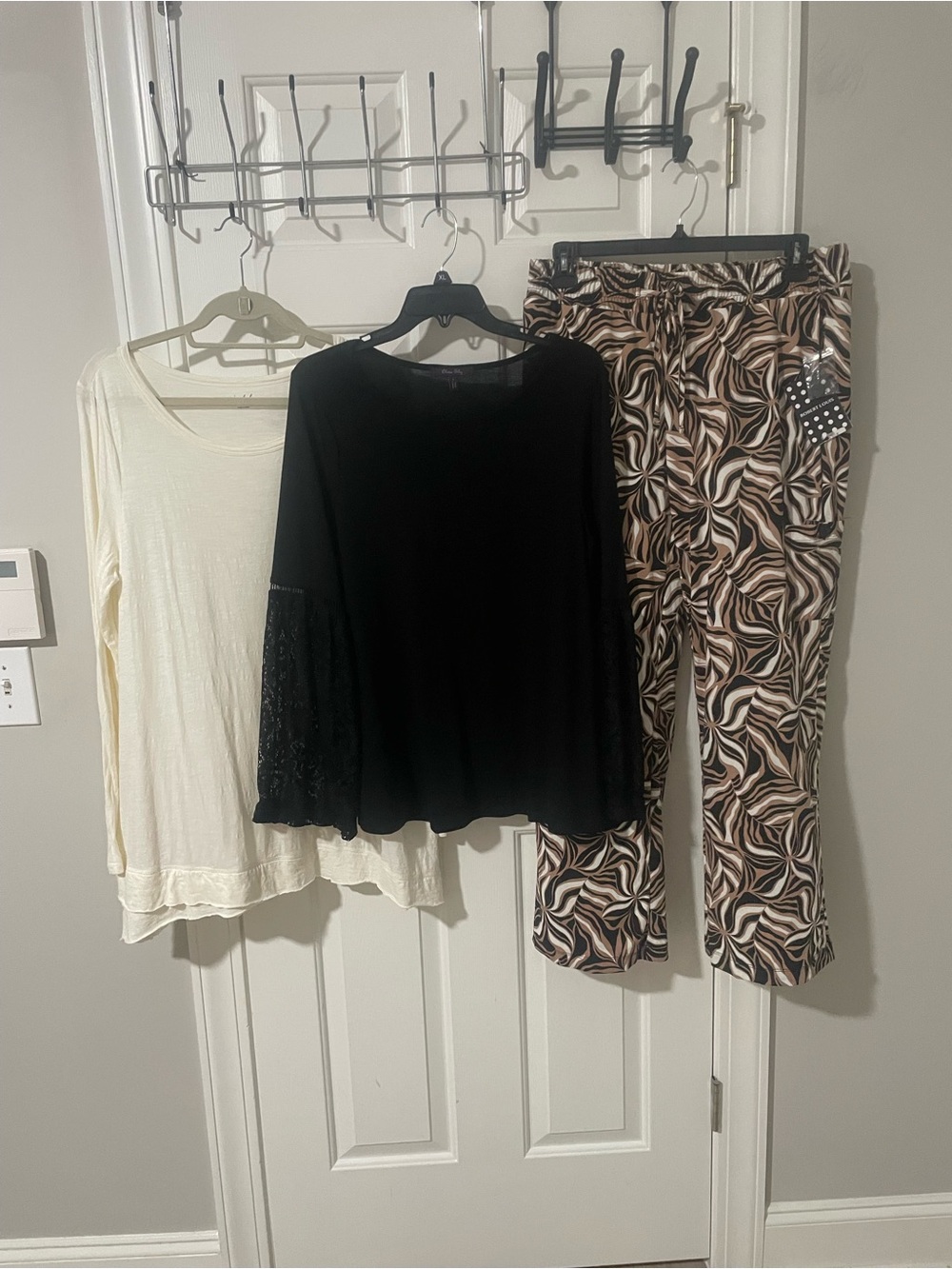 Women's Printed Stretch Pants - Brown/Black Swirl large Robert Louis bundle